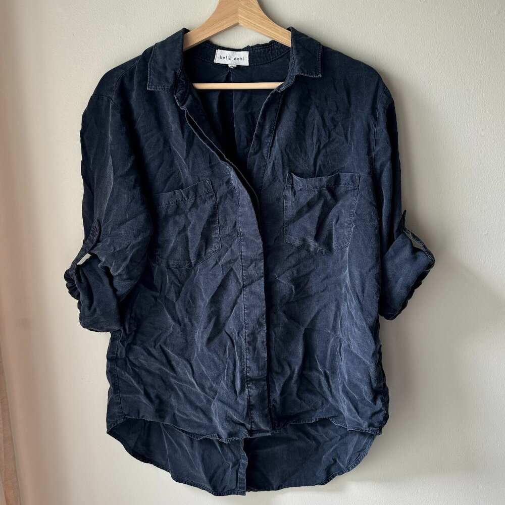 Bella Dahl Split Back Button Down - 100% Tencel - Navy Blue